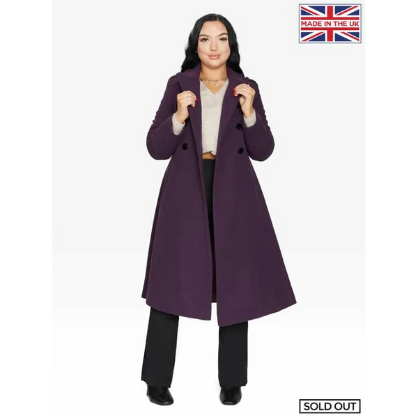 A - Line Double Breasted Coat - UK 8/EU 36/US 4 / Purple