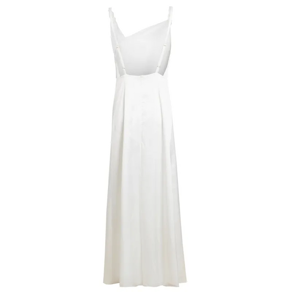 Asymmetric White Maxi Dress - Dresses