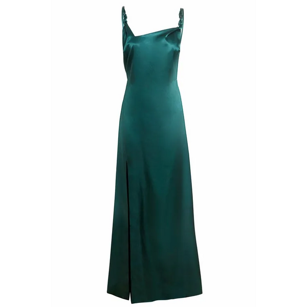 Asymmetric White Maxi Dress - S / Emerald Dresses