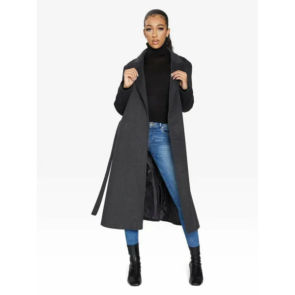 Belted Longline Duster Coat - UK 10/EU 38/US 6 / Grey Coats