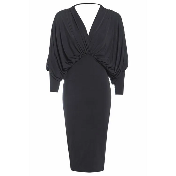 Black Batwing Sleeve Dress - XS / Dresses