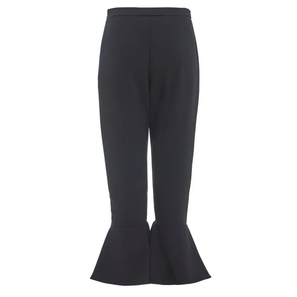 Black Frill Hem Trousers - Pants