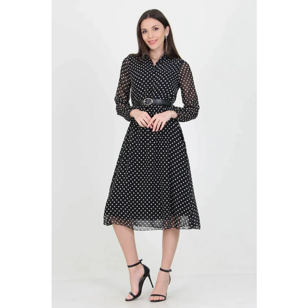 Black Polka Dot Dress - Dresses