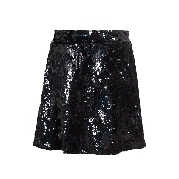 Black Sequin Skirt - Skirts