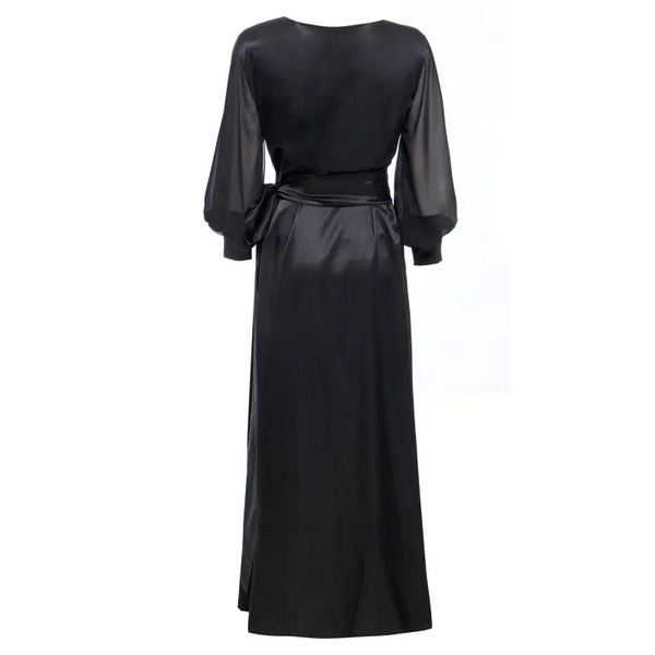 Black Wrap Maxi Dress - XS S Dresses