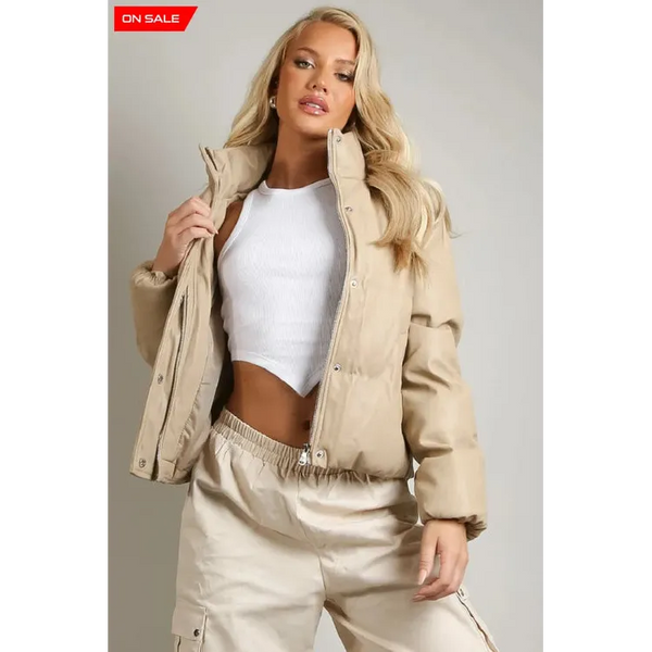 Boxy Puffer Jacket - MEDIUM / Beige Coats & Jackets