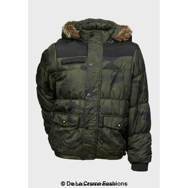 Boys Camouflage Print Puffa Coat - Coats & Jackets