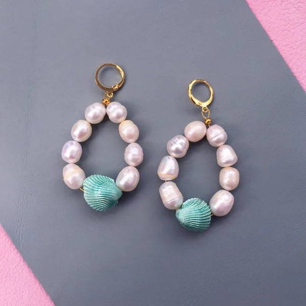 Candy Shell Pearl Earrings