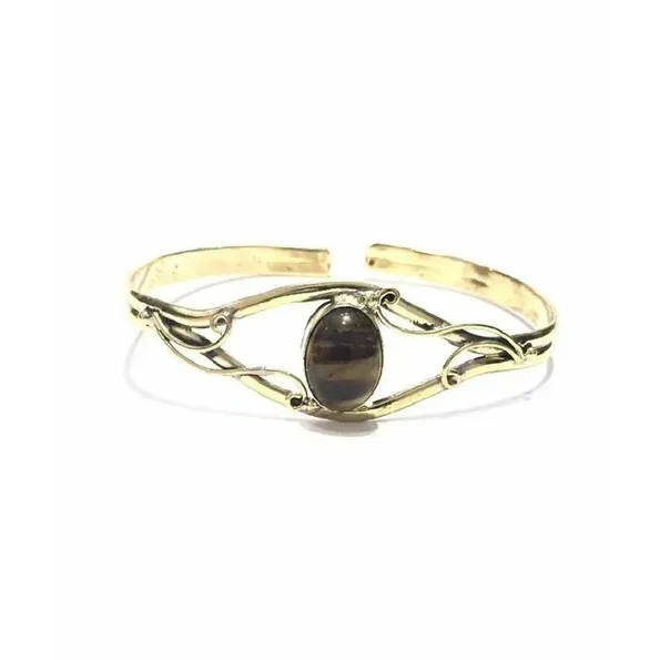 Centre Stone Bangle Bracelet - Black - Jewelry & Watches