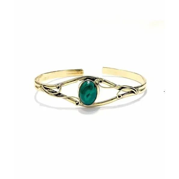 Centre Stone Bangle Bracelet - Green - Jewelry & Watches