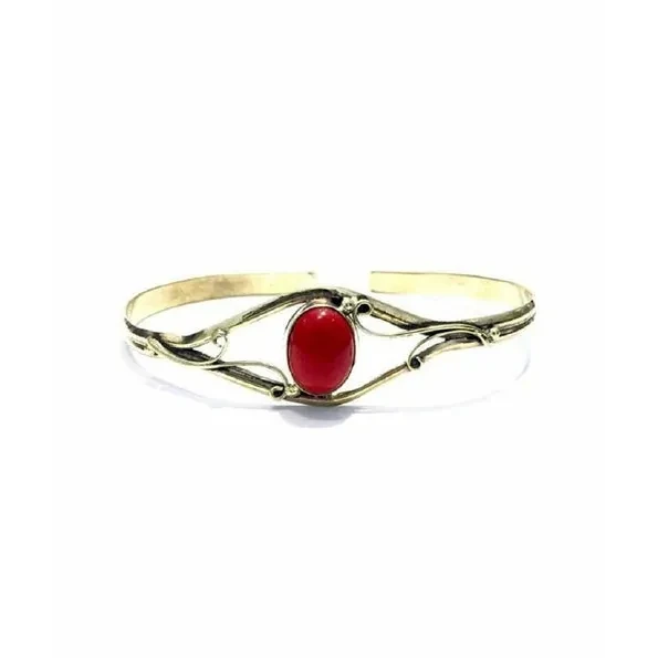 Centre Stone Bangle Bracelet - Red - Jewelry & Watches