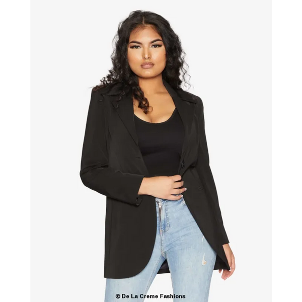 Curved Hem Longline Blazer - Coats & Jackets