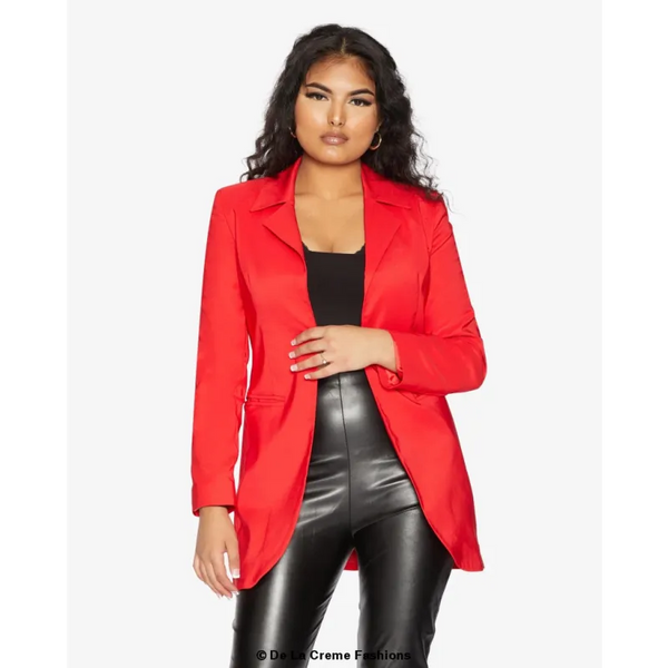 Curved Hem Longline Blazer - Coats & Jackets