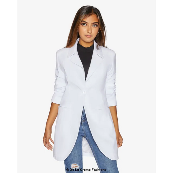 Curved Hem Longline Blazer - Coats & Jackets