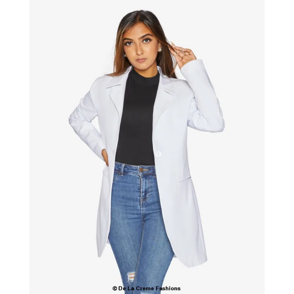 Curved Hem Longline Blazer - Coats & Jackets