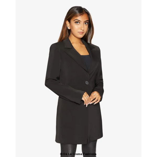 De La Creme Womens Collared Formal Longline Blazer - Coats