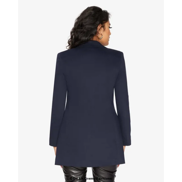 De La Creme Womens Collared Formal Longline Blazer - Coats