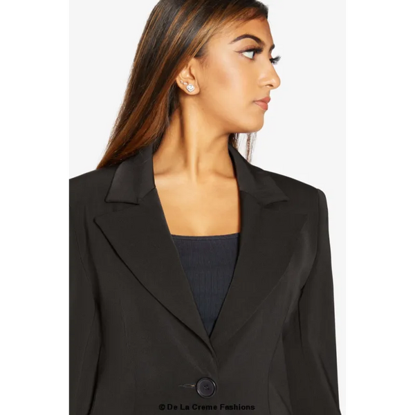 De La Creme Womens Collared Formal Longline Blazer - Coats