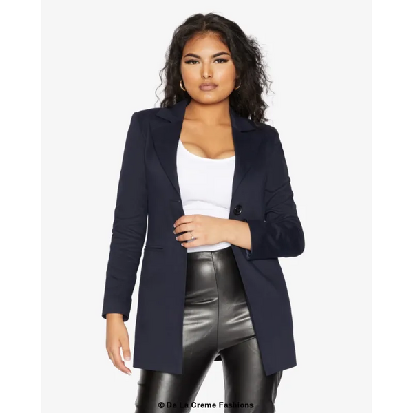 De La Creme Womens Collared Formal Longline Blazer - Coats