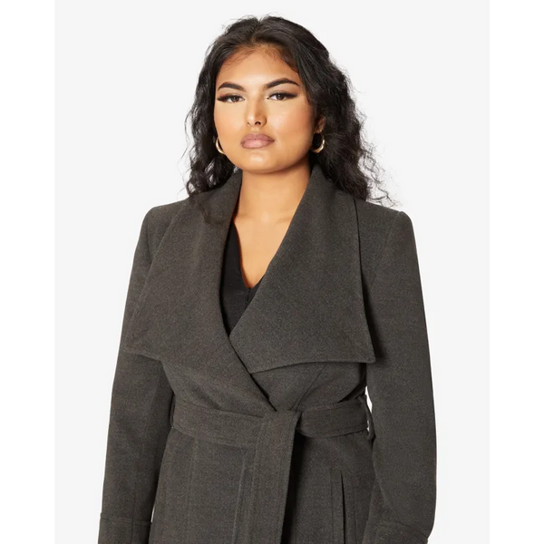 De La Creme Womens Waterfall Lapel Double Breasted Duster