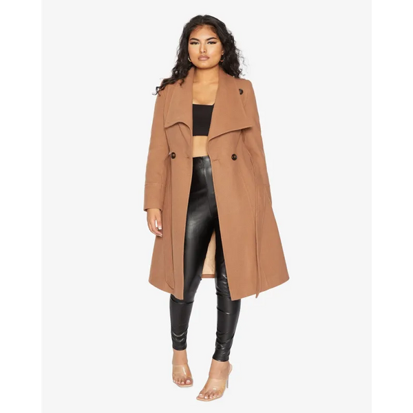 De La Creme Womens Waterfall Lapel Double Breasted Duster