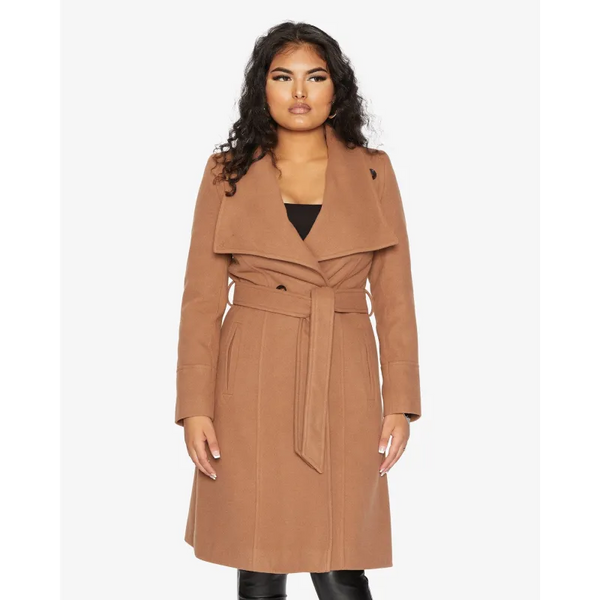 De La Creme Womens Waterfall Lapel Double Breasted Duster