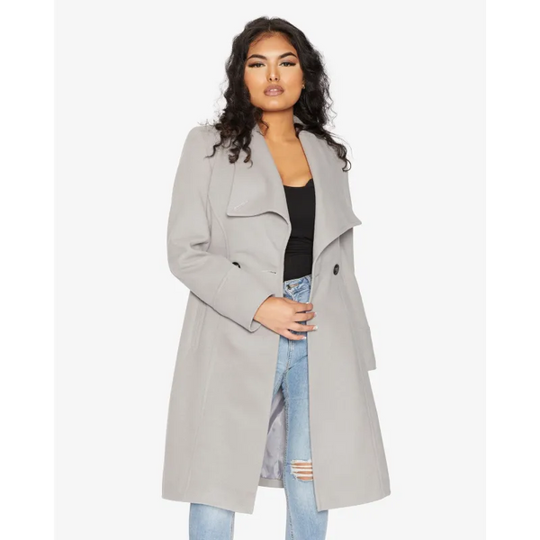 De La Creme Womens Waterfall Lapel Double Breasted Duster