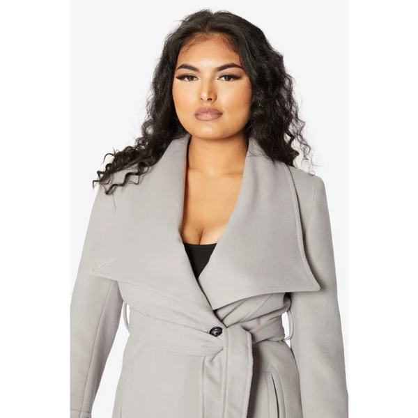 De La Creme Womens Waterfall Lapel Double Breasted Duster