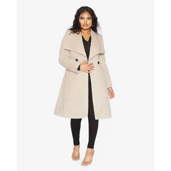 De La Creme Womens Waterfall Lapel Double Breasted Duster