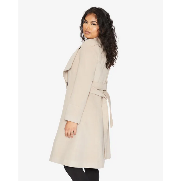 De La Creme Womens Waterfall Lapel Double Breasted Duster