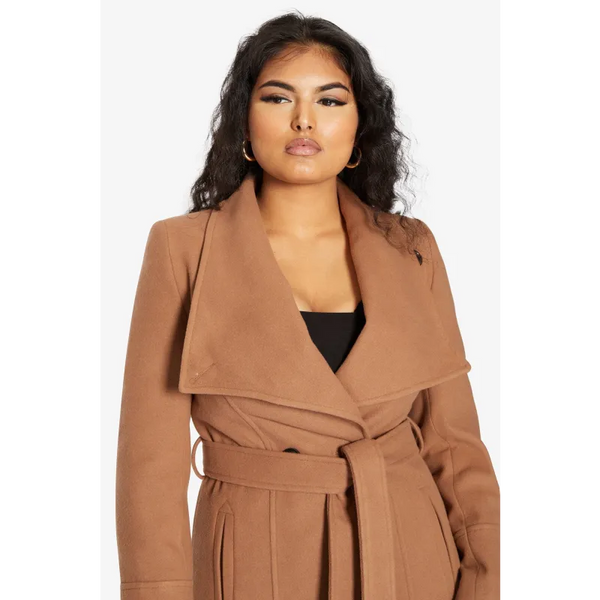 De La Creme Womens Waterfall Lapel Double Breasted Duster