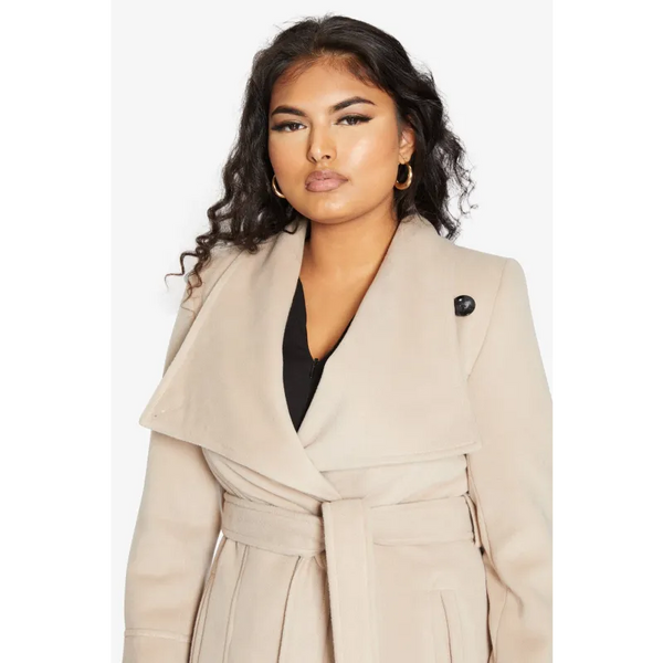 De La Creme Womens Waterfall Lapel Double Breasted Duster