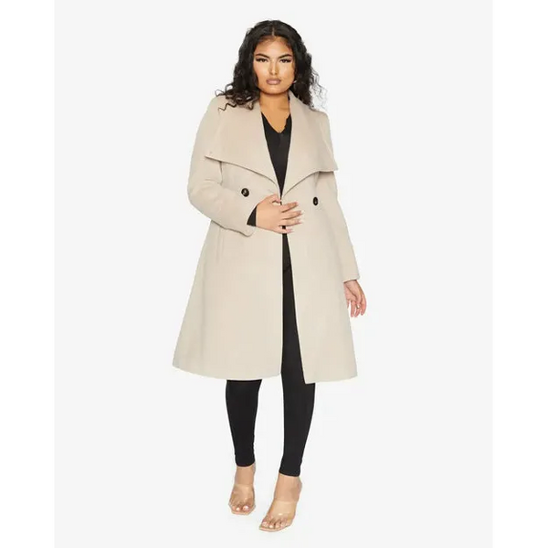 De La Creme Womens Waterfall Lapel Double Breasted Duster