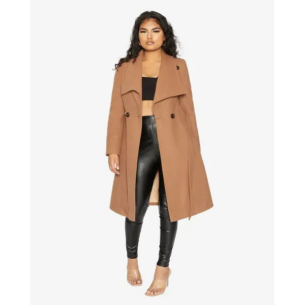 De La Creme Womens Waterfall Lapel Double Breasted Duster