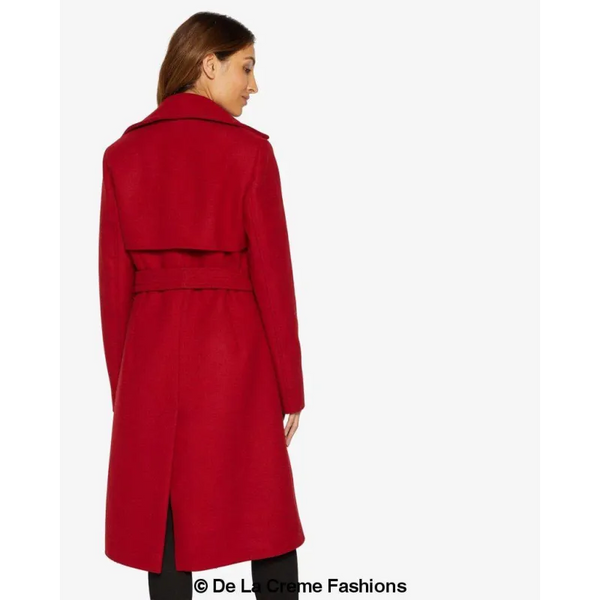 Dina Lapel Collar Duster Coat With Belt - Coats & Jackets