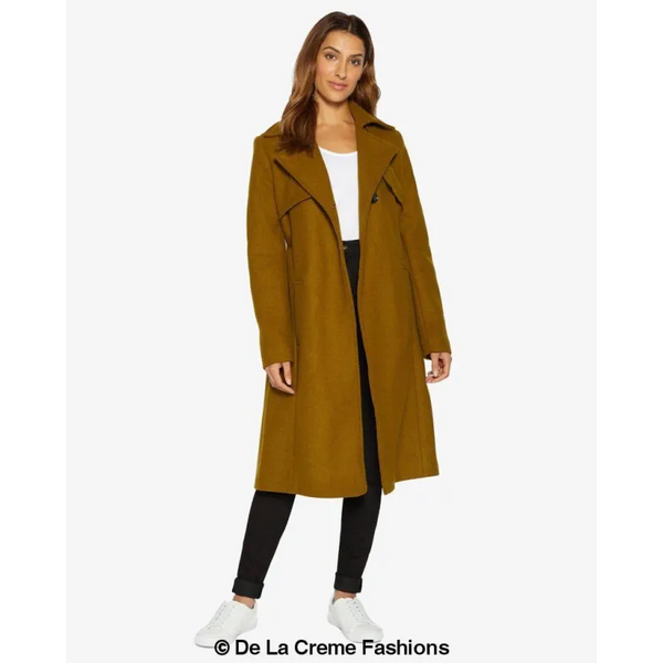 Dina Lapel Collar Duster Coat With Belt - Coats & Jackets