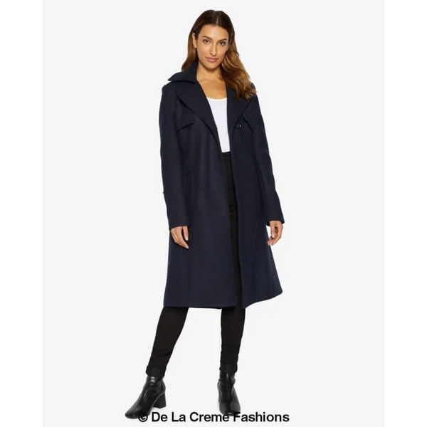 Dina Lapel Collar Duster Coat With Belt - Coats & Jackets