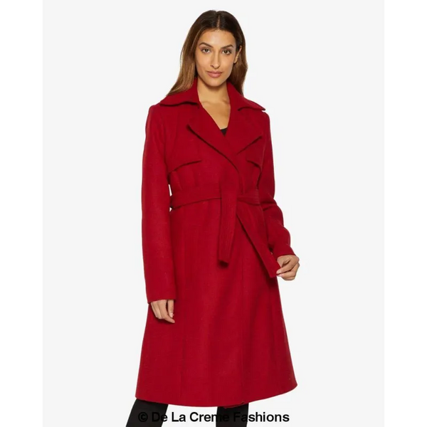 Dina Lapel Collar Duster Coat With Belt - Coats & Jackets