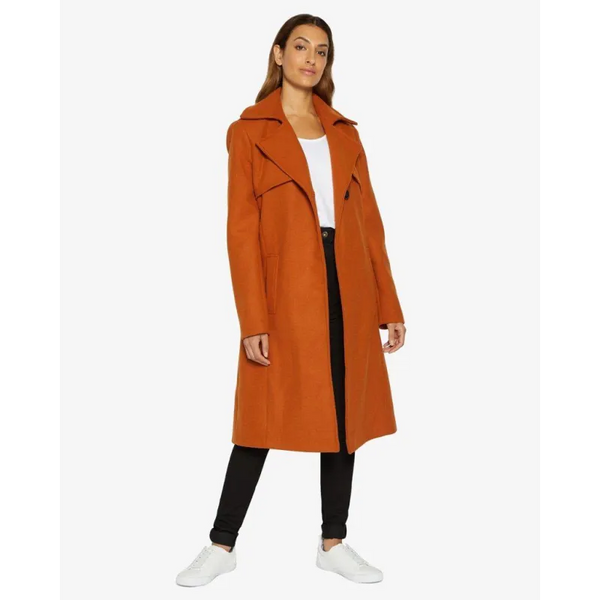 Dina Lapel Collar Duster Coat With Belt - Coats & Jackets