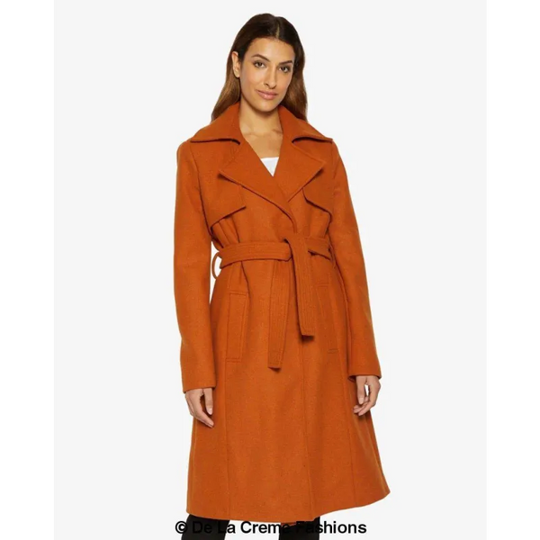 Dina Lapel Collar Duster Coat With Belt - Coats & Jackets