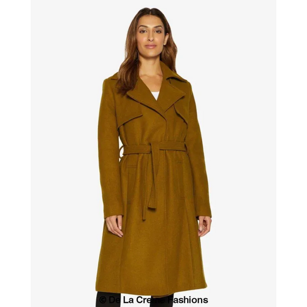 Dina Lapel Collar Duster Coat With Belt - Coats & Jackets