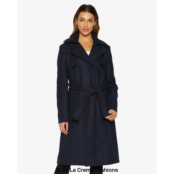 Dina Lapel Collar Duster Coat With Belt - Coats & Jackets