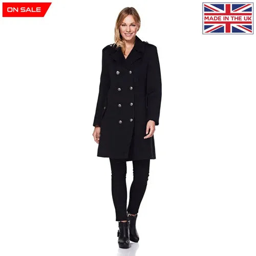 Double Breasted Twill Military Coat - UK 8/EU 36/US 4