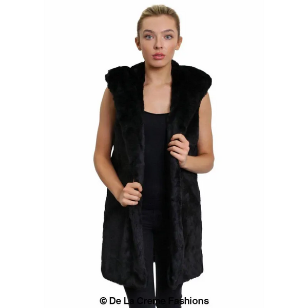 Faux Fur Hooded Gilet - Coats & Jackets