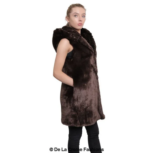 Faux Fur Hooded Gilet - Coats & Jackets