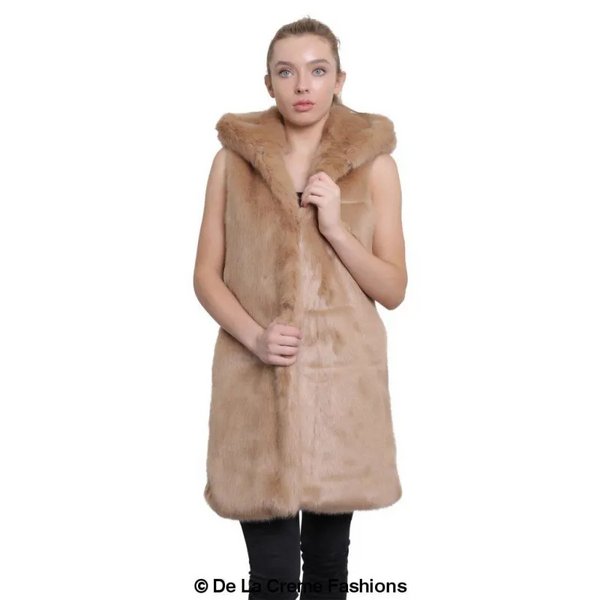 Faux Fur Hooded Gilet - Coats & Jackets