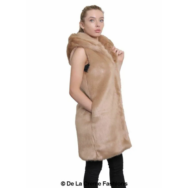 Faux Fur Hooded Gilet - Coats & Jackets