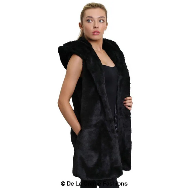 Faux Fur Hooded Gilet - Coats & Jackets