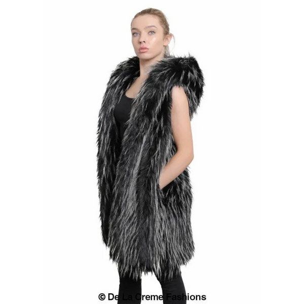 Faux Fur Hooded Gilet - Coats & Jackets