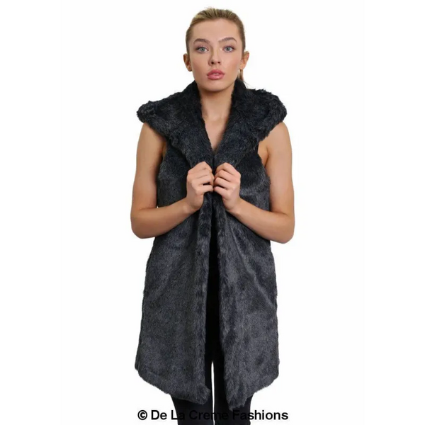 Faux Fur Hooded Gilet - Coats & Jackets